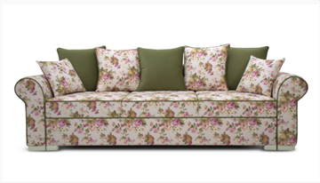 Прямой диван Ameli (Arcadia rose+shaggy green+glance bone) в Шадринске