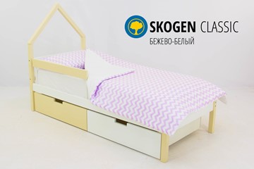 Кровать-домик в детскую мини Skogen бежево-белый в Шадринске