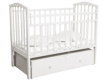 Кроватка в детскую Золушка 7, 60х120, массив березы, цвет белый в Шадринске