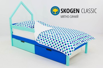 Кровать-домик детская мини Skogen мятно-синий в Шадринске
