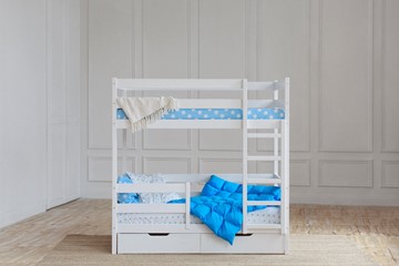 Двухэтажная кровать без крыши с ящиками, цвет белый в Шадринске