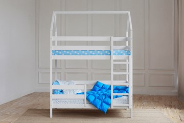 Детская двухъярусная кровать Домик, цвет белый в Шадринске