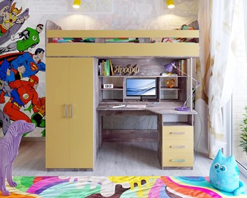 Детская кровать-шкаф Аракс, каркас Бетон, фасад Зира в Кургане