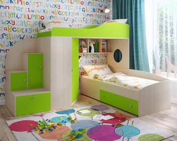 Детская кровать-шкаф Кадет-2, корпус Дуб, фасад Лайм в Кургане