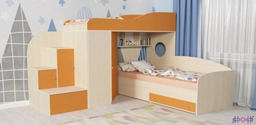 Детская кровать-шкаф Кадет-2, корпус Дуб, фасад Оранжевый в Шадринске