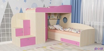 Детская кровать-шкаф Кадет-2, корпус Дуб, фасад Розовый в Шадринске