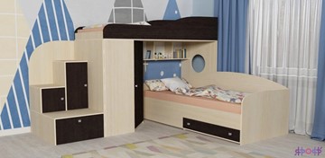 Детская кровать-шкаф Кадет-2, корпус Дуб, фасад Венге в Шадринске