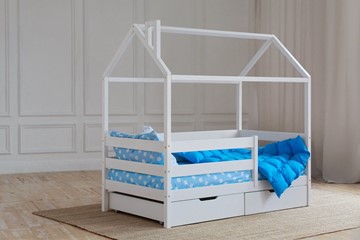 Детская кровать для мальчика Домик с ящиками, цвет белый в Шадринске