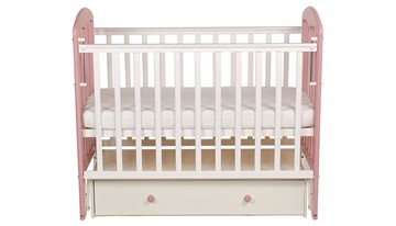 Детская кроватка Polini kids Simple 328, белый-розовый в Шадринске