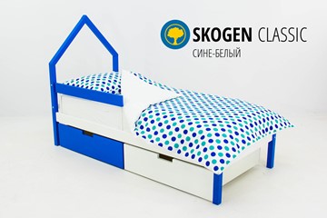 Детская кровать-домик мини Skogen сине-белый в Шадринске
