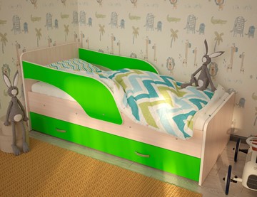 Кровать детская Максимка, корпус Млечный дуб, фасад Салатовый в Шадринске