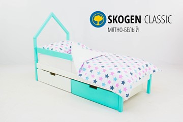 Кровать-домик в детскую мини Skogen белый-мятный в Шадринске