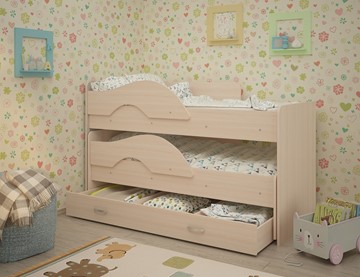 Двухъярусная детская кровать Радуга 1.6 с ящиком, цвет Млечный дуб в Шадринске