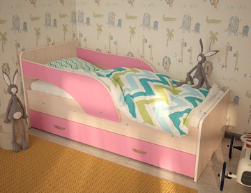 Детская кровать Максимка, корпус Млечный дуб, фасад Розовый в Шадринске