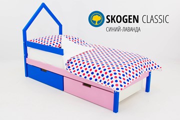 Кровать-домик в детскую мини Skogen синий-лаванда в Шадринске