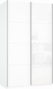 Шкаф Прайм (ДСП/Белое стекло) 1600x570x2300, белый снег в Шадринске