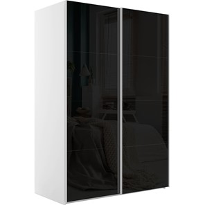 Шкаф 2-дверный Эста (Стекло черное/Стекло черное) 1600x660x2200, белый снег в Шадринске