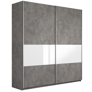 Шкаф 2-х створчатый Широкий Прайм (ДСП / Белое стекло) 2200x570x2300, Бетон в Шадринске