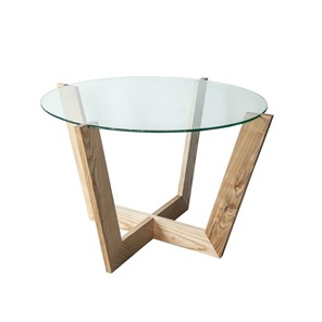 Стеклянный столик в гостиную Оникс-10, Натуральный массив/Прозрачное стекло в Кургане