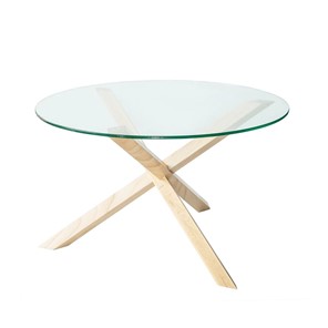 Стеклянный столик Оникс-3, Натуральный массив/Прозрачное стекло в Кургане