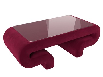 Стеклянный столик Волна, бордовый (микровельвет) в Кургане