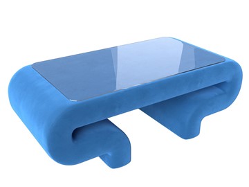 Стеклянный столик в гостиную Волна, голубой (велюр) в Шадринске