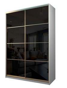 Шкаф 2-х дверный MAX МШ-25-6-18-22, Профиль Золото/Цвет Белый/Oracal Черный в Шадринске