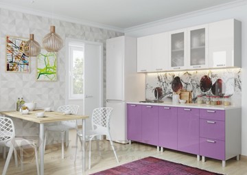 Кухонный гарнитур угловой Модерн, белый глянец/фиолетовый металлик в Кургане