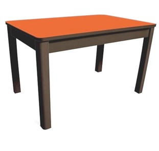 Кухонный обеденный стол Айсберг-05 СТ1, венге ЛДСП/стекло оранжевое/42 прямые массив венге в Шадринске