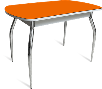 Кухонный стол раскладной ПГ-07 СТ1 белое/оранжевое/35 хром фигурные гнутые в Шадринске