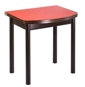 Кухонный стол раскладной СПГ-01 СТ1, венге ЛДСП/стекло оранжевое/38 прямые трубки крашеные коричневый в Шадринске