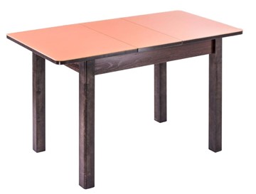 Обеденный раздвижной стол Айсберг-07 СТ1, венге ЛДСП/стекло оранжевое/42 прямые массив венге в Шадринске