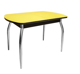 Кухонный раскладной стол ПГ-01 СТ2, венге/желтое стекло/35 хром гнутые металл в Шадринске