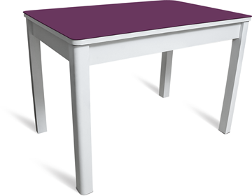Стол на кухню Айсберг-05 СТ2, белое ЛДСП/фиолетовое стекло/40 массив белый в Шадринске