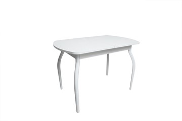 Стеклянный кухонный стол ПГ-02СТ белое/белое/крашенные фигурные в Кургане
