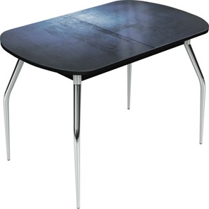 Кухонный раздвижной стол Ривьера исп.2 хром №5 (Exclusive h149/черный) в Шадринске