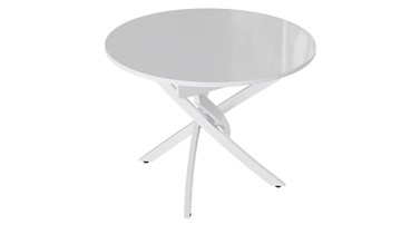 Круглый кухонный стол Diamond тип 3 (Белый муар/Белый глянец) в Кургане