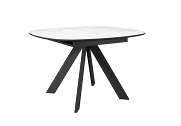 Керамический кухонный стол DikLine BK100 Керамика Белый мрамор/подстолье черное/опоры черные в Шадринске