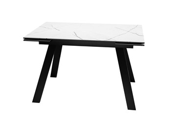 Стол обеденный раскладной DikLine DKL140 Керамика Белый мрамор/опоры черные (2 уп.) в Кургане