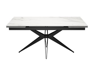 Керамический стол DikLine KW160 мрамор С41 (керамика белая)/опоры черные в Шадринске