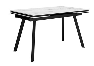Керамический обеденный стол DikLine SKA125 Керамика Белый мрамор/подстолье черное/опоры черные (2 уп.) в Шадринске