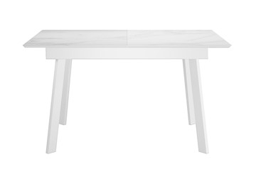 Стол кухонный раздвижной DikLine SKH125 Керамика Белый мрамор/подстолье белое/опоры белые (2 уп.) в Кургане