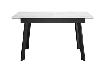 Стол обеденный раскладной DikLine SKH125 Керамика Белый мрамор/подстолье черное/опоры черные (2 уп.) в Кургане