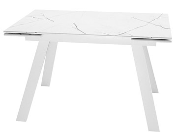 Раскладной стол DikLine SKM140 Керамика Белый мрамор/подстолье белое/опоры белые (2 уп.) в Кургане