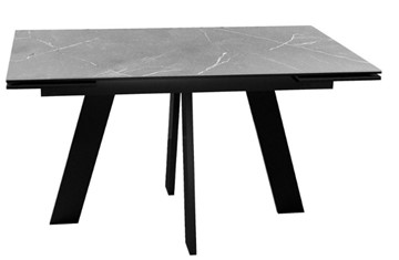 Стол кухонный раздвижной DikLine SKM140 Керамика серый мрамор/подстолье черное/опоры черные (2 уп.) в Шадринске