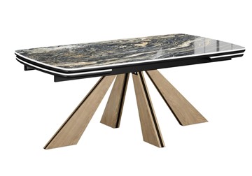 Стол обеденный раздвижной DikLine SKP180 Керамика Amadeus/подстолье черное/опоры дуб монтана (2 уп.) в Кургане