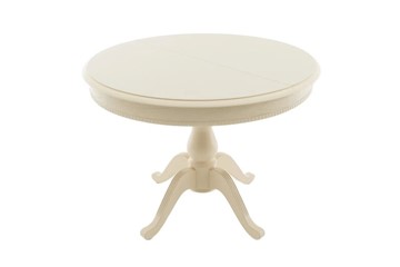Кухонный стол раскладной Фабрицио-1 Glass Круг 820, (Тон 10 - Слоновая кость + Молочное) в Кургане
