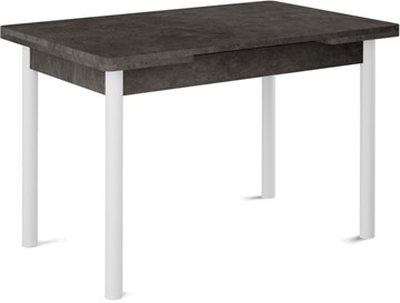 Кухонный раздвижной стол Кубика Милан-2 EVO, ноги белые, серый камень в Кургане