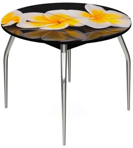Обеденный раздвижной стол Ривьера - Круг, ноги метал. крашеные №24, ФП (Цветы №11) в Шадринске