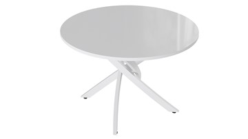 Обеденный круглый стол Diamond тип 2 (Белый муар/Белый глянец) в Шадринске